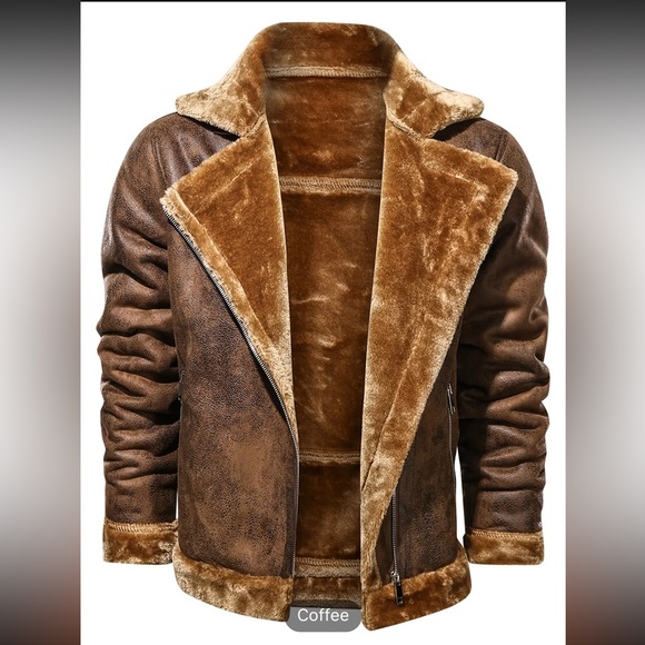 Men’s Fur and Slim Suede Jacket - Picture 1 of 6